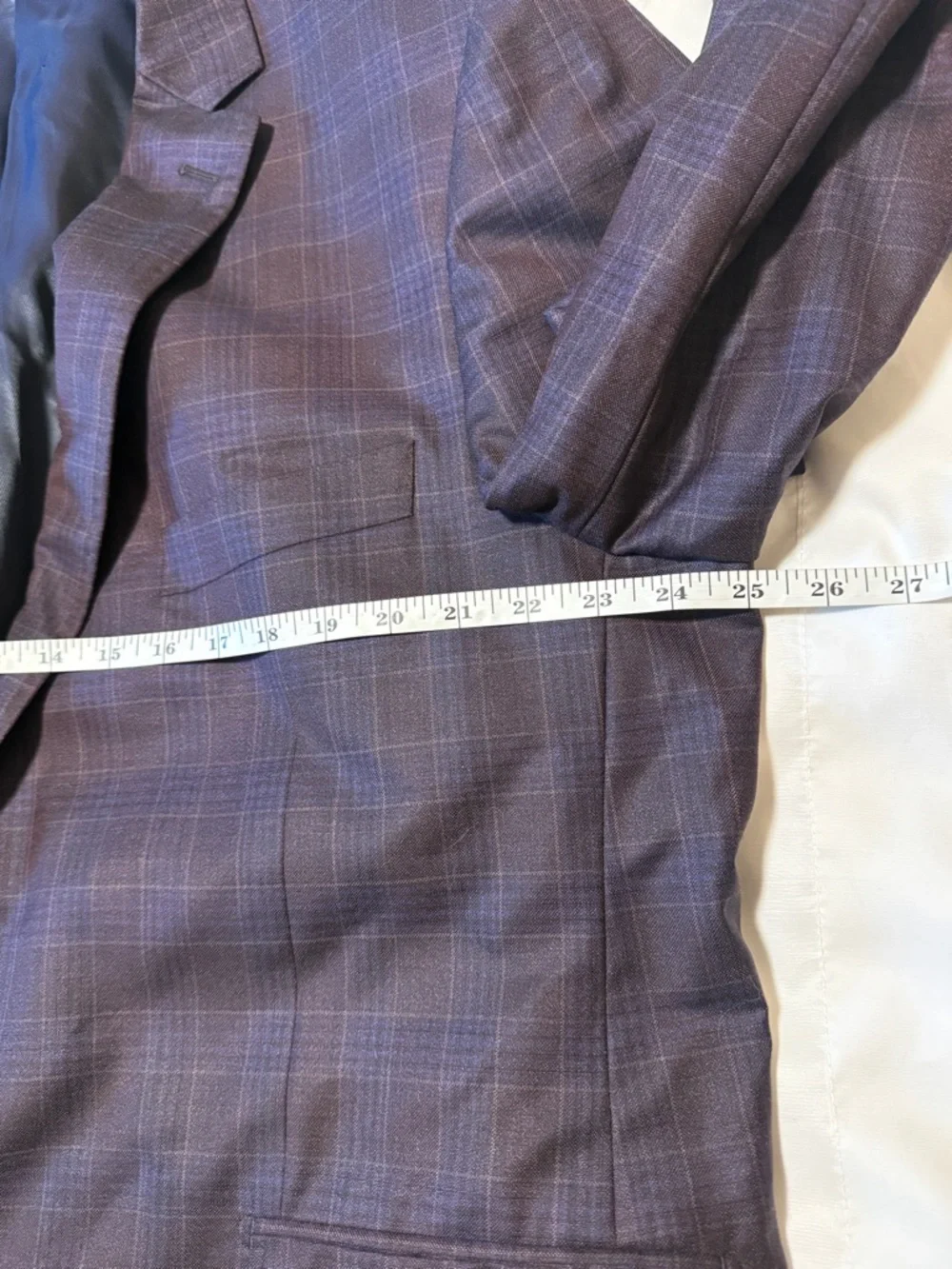 Byron British Style Wool Sport Coat 42R Plaid Blazer Italy Fabric Blue Purple